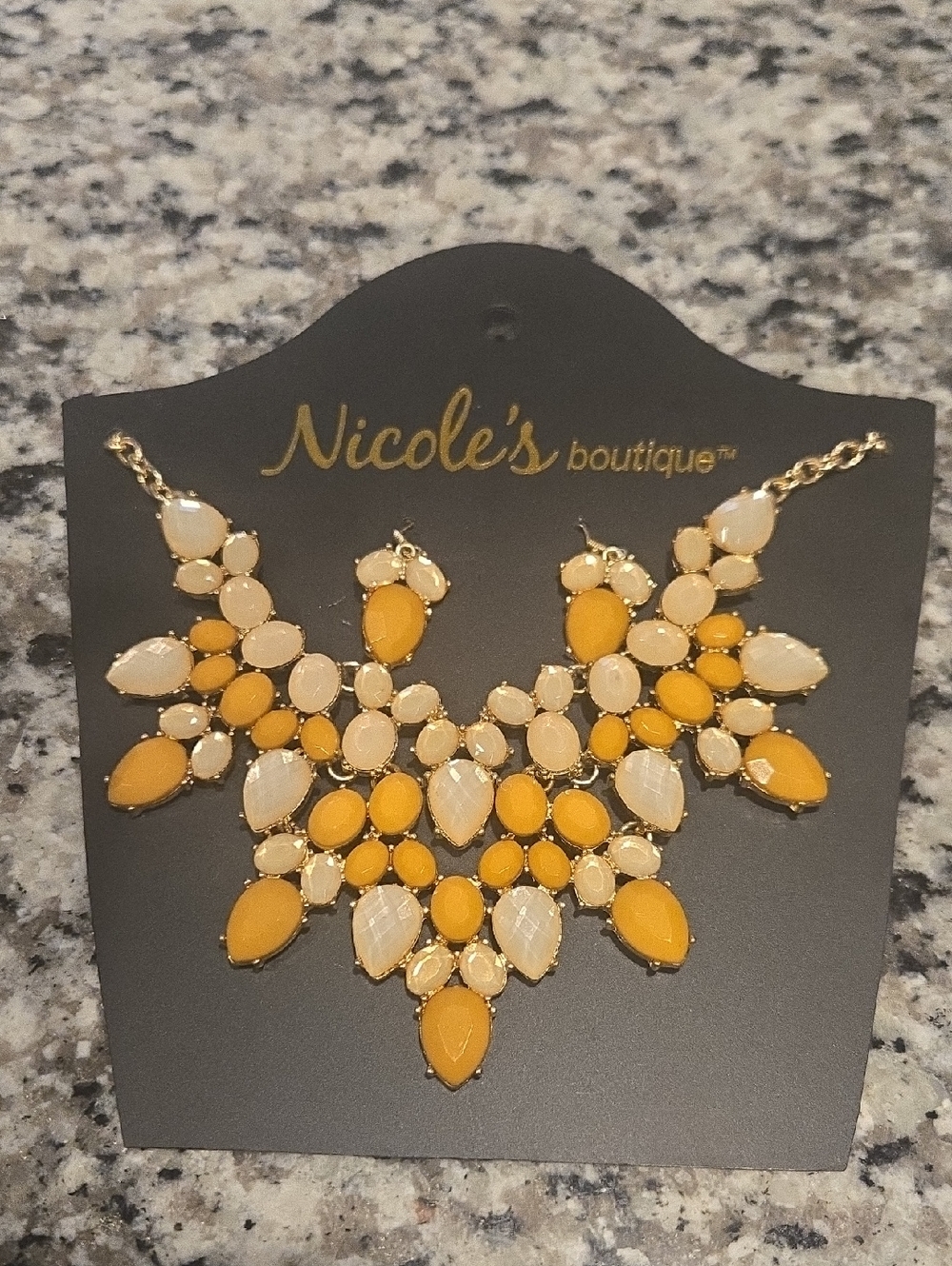 Yellow and Cream Statement Bib Necklace